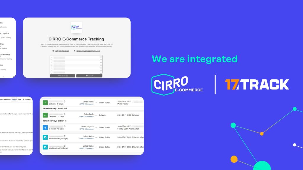 CIRRO E-Commerce integrates with 17TRACK